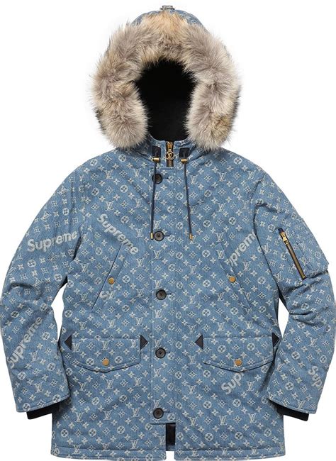 louis vuitton supreme parka denim|supreme x Louis Vuitton camo.